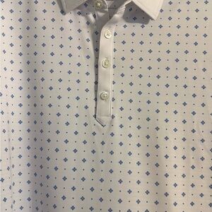 FootJoy White Polo with Blue Diamond Pattern